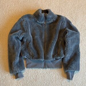 Alo Yoga Foxy Sherpa Jacket Blue with removable hood size XS